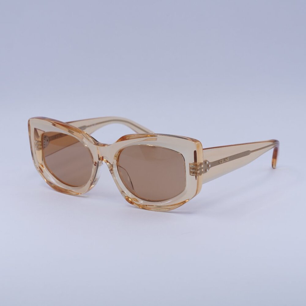 🕶️ New Celine CL40277F 42J Sunglasses - Transparent Orange Frame, Brown Lenses